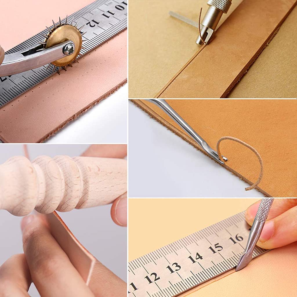 Supvox 19Pcs Leather Sewing Tools, Leather Craft Tool Kit with Hand Sewing Needles Drilling Awl Waxed Thread and Thimble Curved Upholstery Repair Kit for Beginners and Professionals Leather Craft Supvox 19Pcs Leather Sewing Tools, Leather Craft Tool Kit with Hand Sewing Needles Drilling Awl Waxed Thread and Thimble Curved Upholstery Repair Kit for Beginners and Professionals Leather Craft